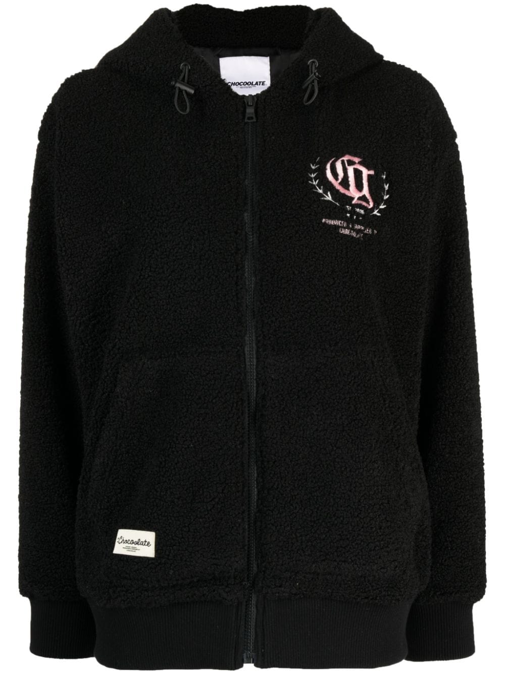 CHOCOOLATE logo-embroidered fleece hoodie - Black von CHOCOOLATE