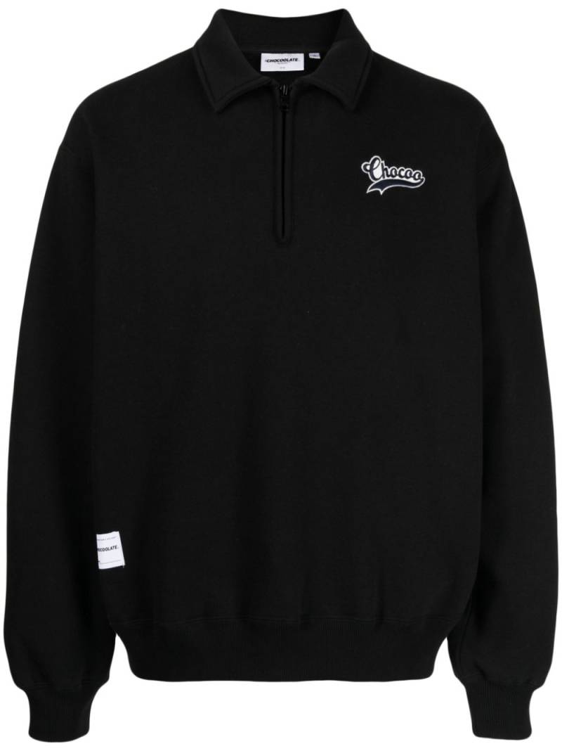 CHOCOOLATE logo-embroidered polo-collar sweatshirt - Black von CHOCOOLATE