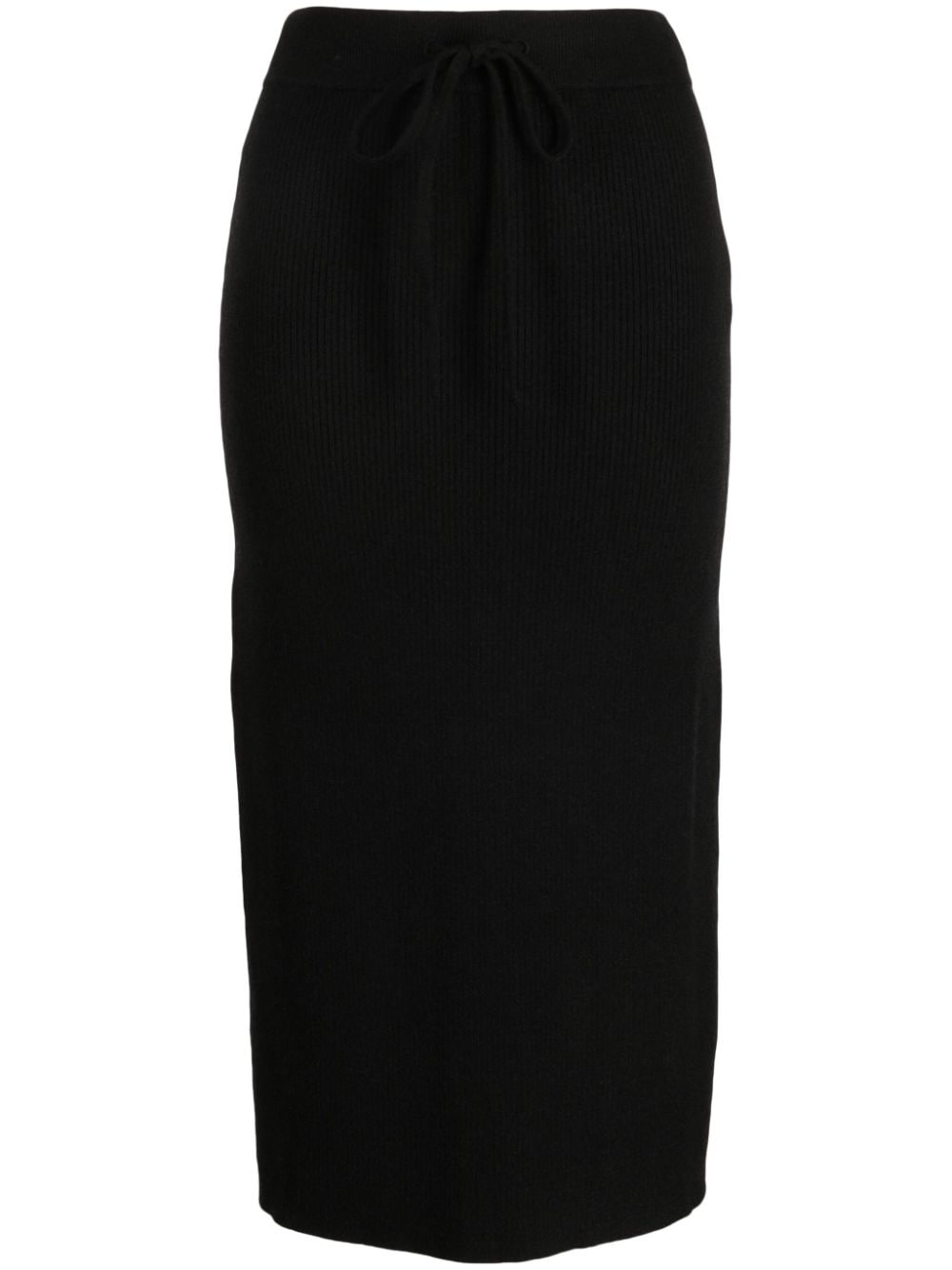 CHOCOOLATE logo-embroidered ribbed midi skirt - Black von CHOCOOLATE