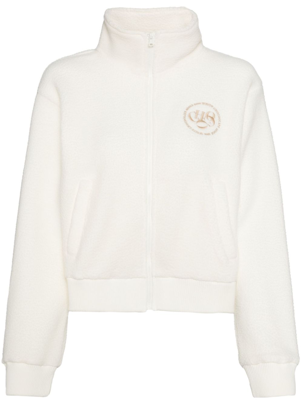 CHOCOOLATE logo-embroidered shearling jacket - White von CHOCOOLATE