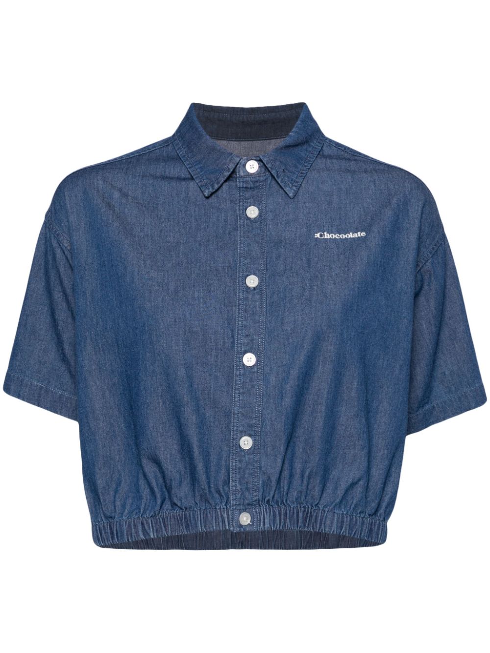 CHOCOOLATE logo-embroidered short-sleeve denim shirt - Blue von CHOCOOLATE