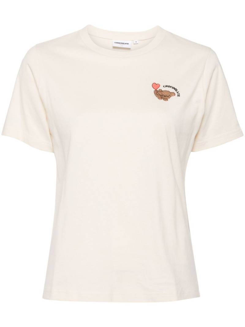 CHOCOOLATE logo embroidered t-shirt - Neutrals von CHOCOOLATE