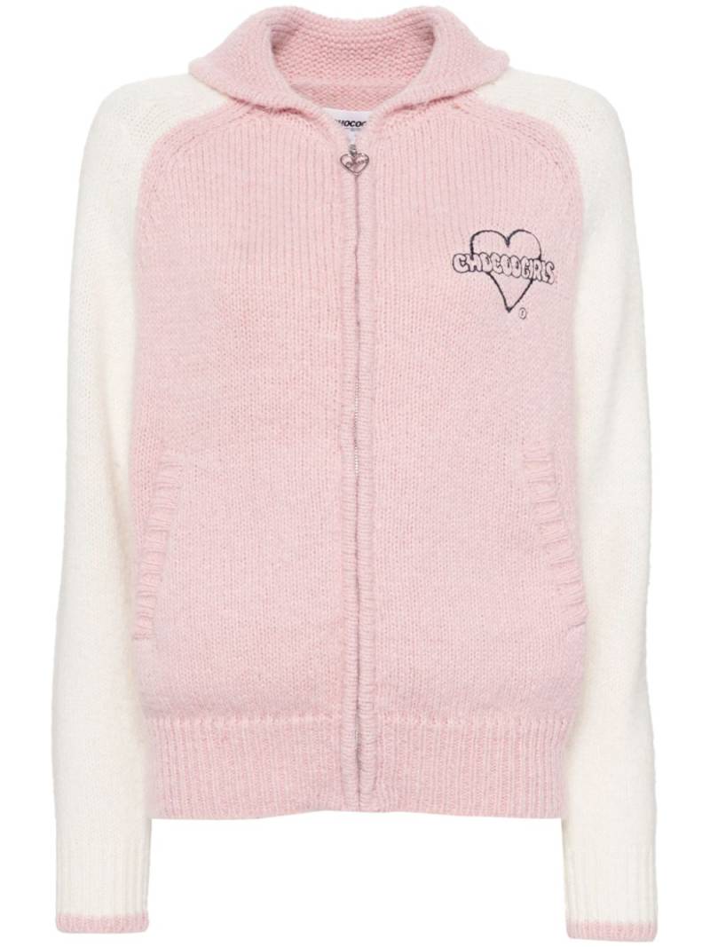 CHOCOOLATE logo-embroidered zip-up cardigan - Pink von CHOCOOLATE