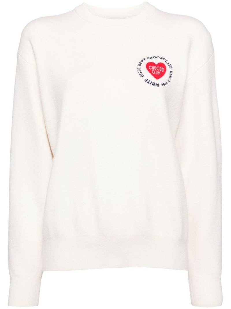 CHOCOOLATE logo-intarsia-knitted jumper - White von CHOCOOLATE