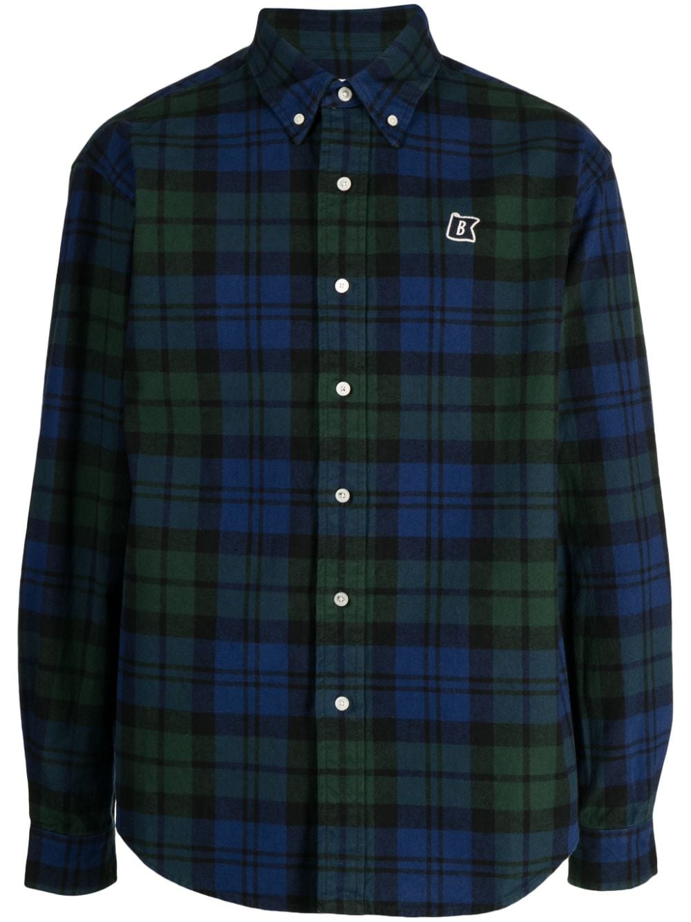 CHOCOOLATE logo-patch check-pattern shirt - Green von CHOCOOLATE