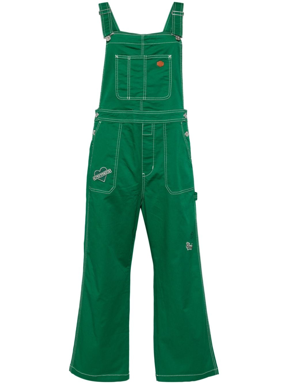 CHOCOOLATE logo-patch cotton overalls - Green von CHOCOOLATE