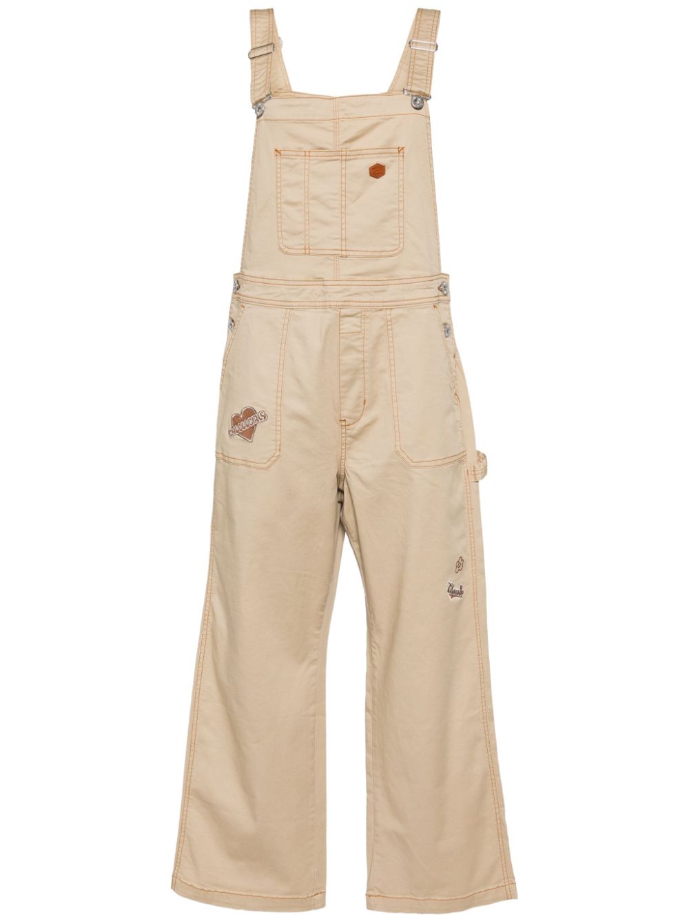 CHOCOOLATE logo-patch cotton overalls - Neutrals von CHOCOOLATE