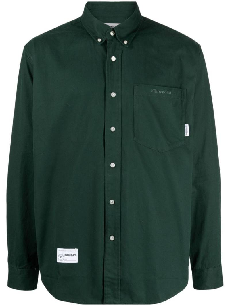 CHOCOOLATE logo-patch cotton shirt - Green von CHOCOOLATE