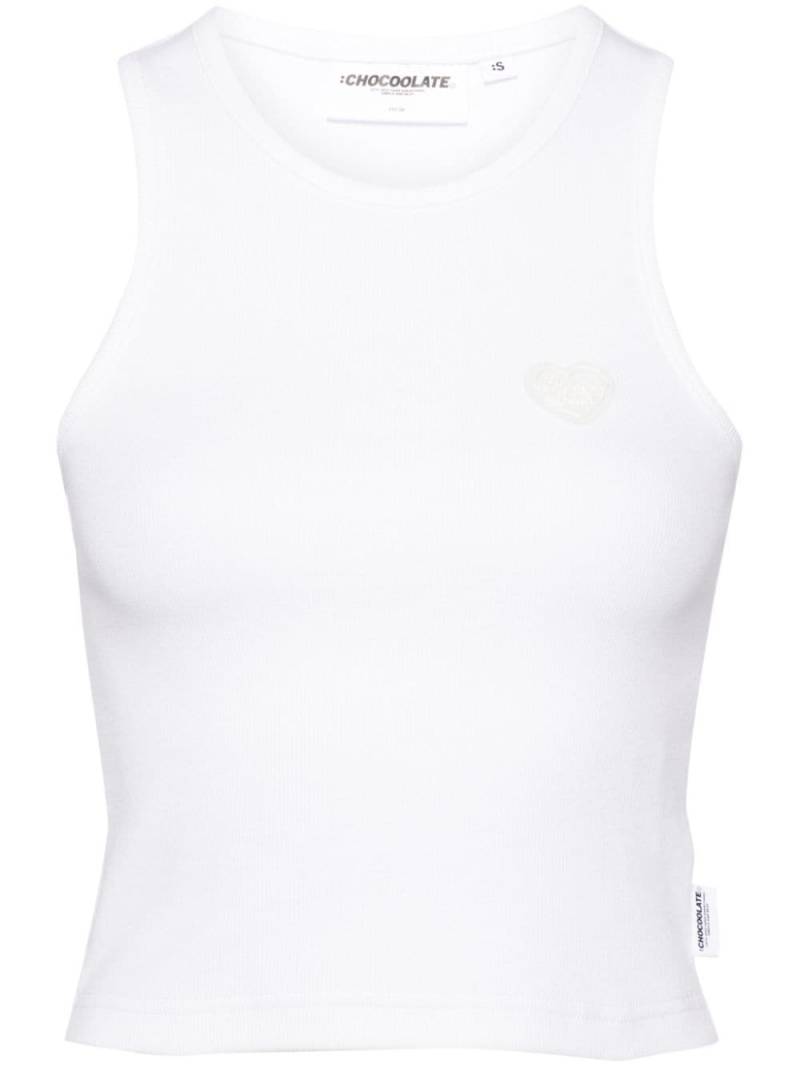 CHOCOOLATE logo patch cotton tank top - White von CHOCOOLATE