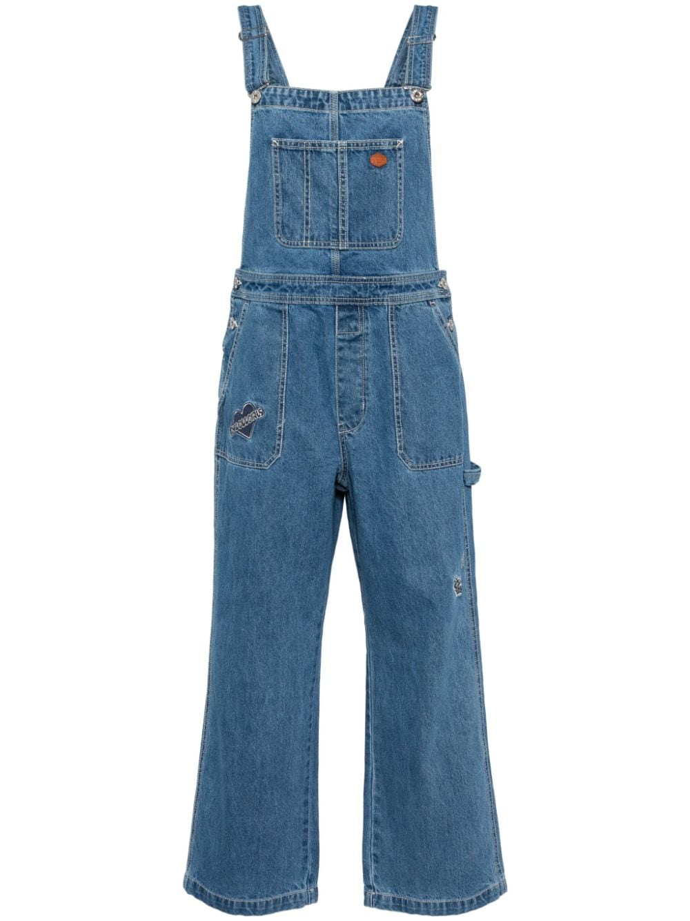 CHOCOOLATE logo-patch denim overalls - Blue von CHOCOOLATE