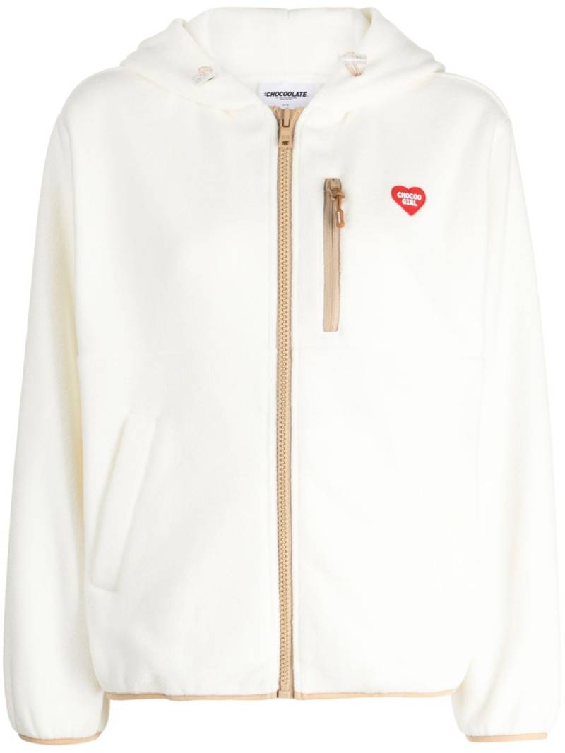 CHOCOOLATE logo-patch hooded fleece jacket - Neutrals von CHOCOOLATE