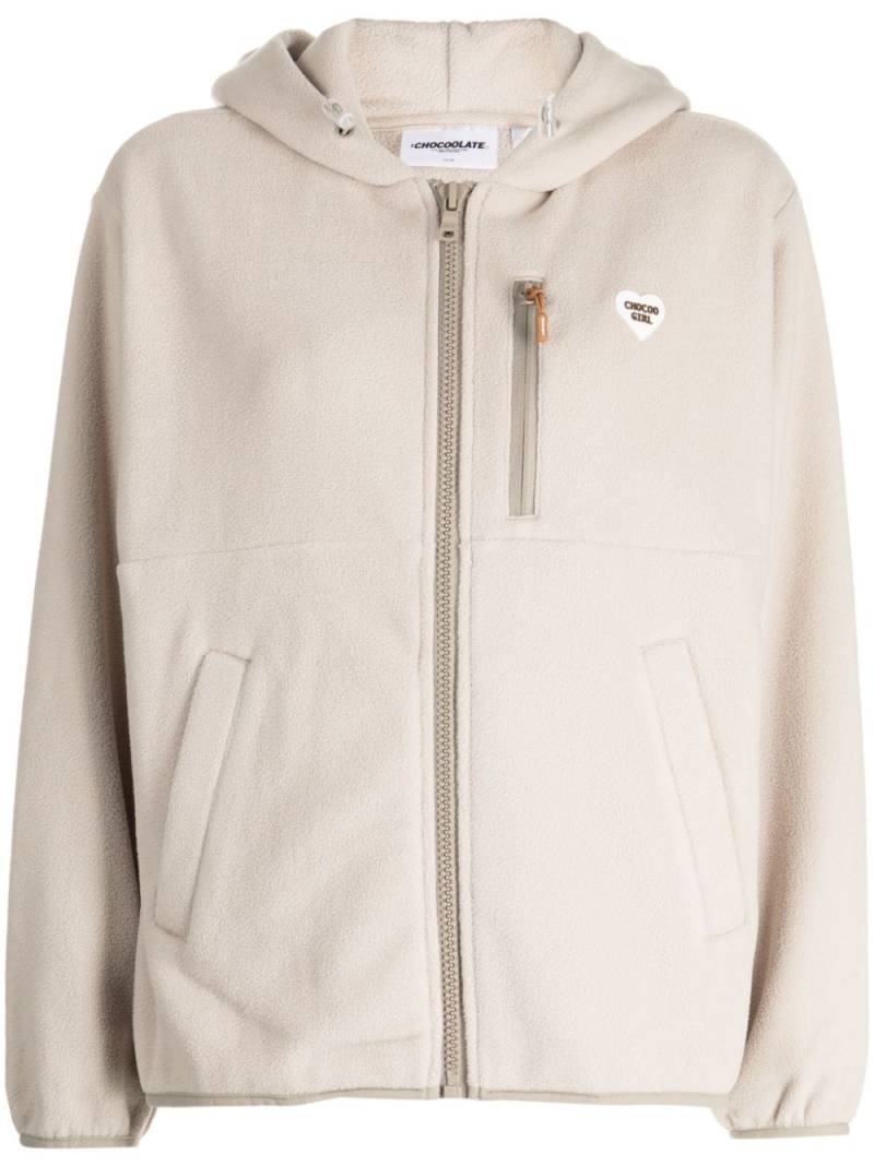 CHOCOOLATE logo-patch hooded fleece jacket - Neutrals von CHOCOOLATE