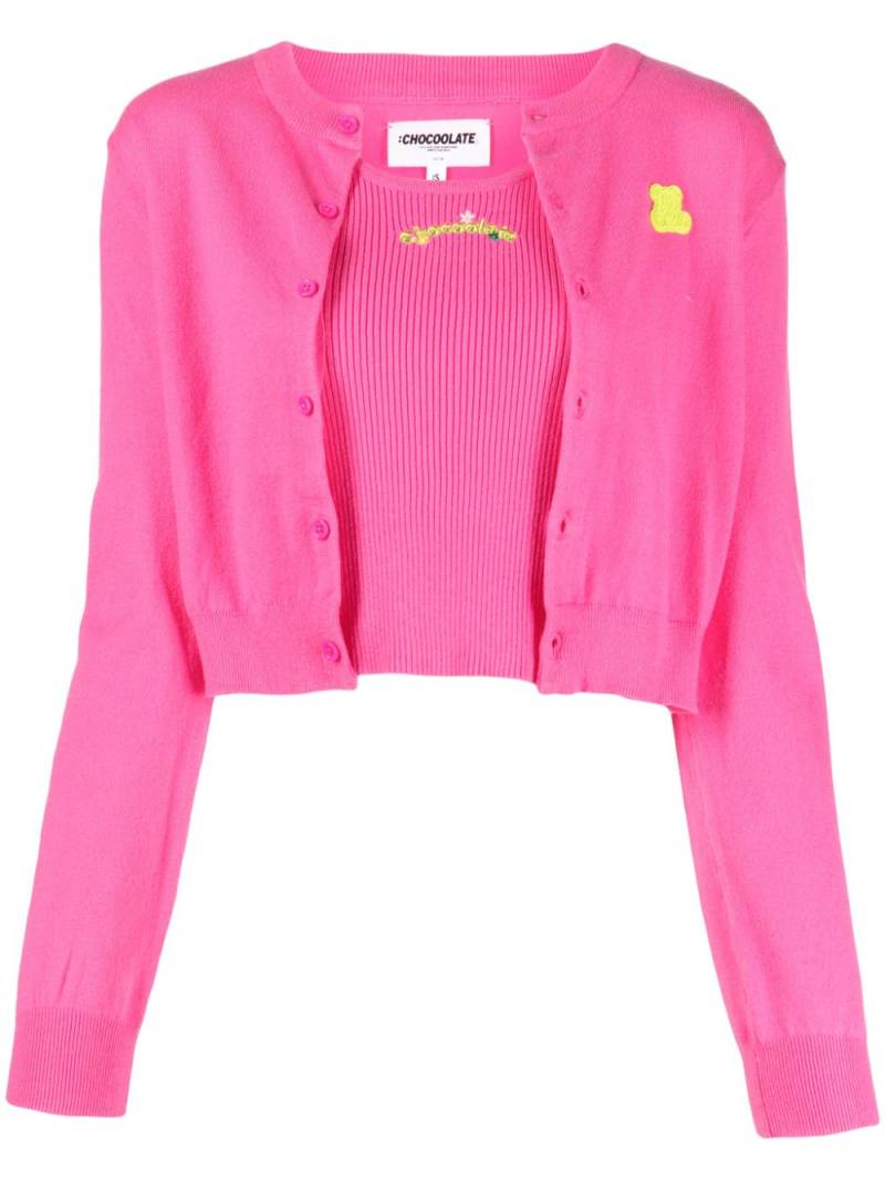 CHOCOOLATE logo-patch knitted cardigan (set of two) - Pink von CHOCOOLATE