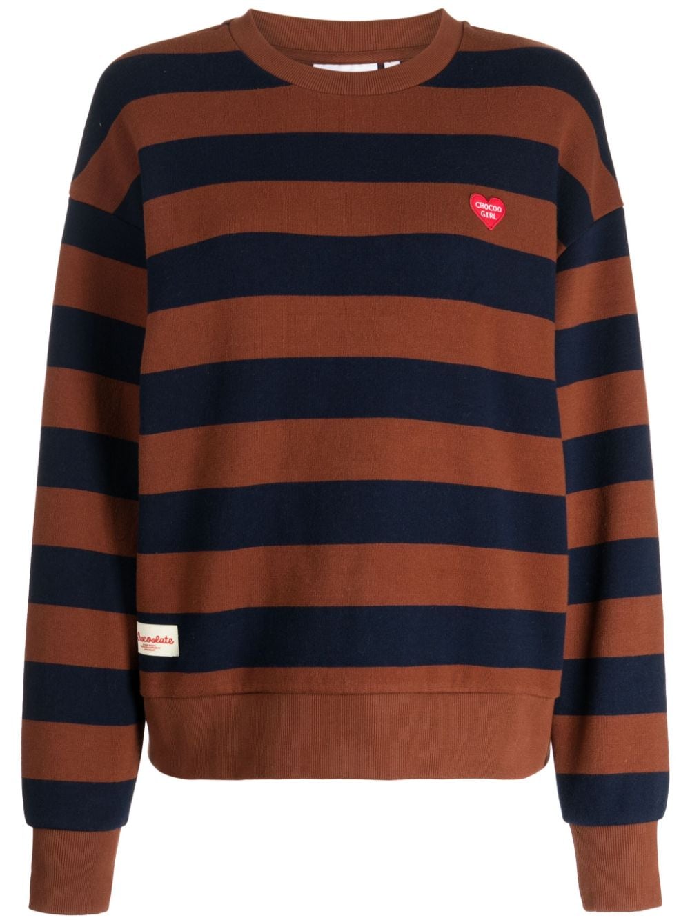 CHOCOOLATE logo-patch striped jumper - Blue von CHOCOOLATE