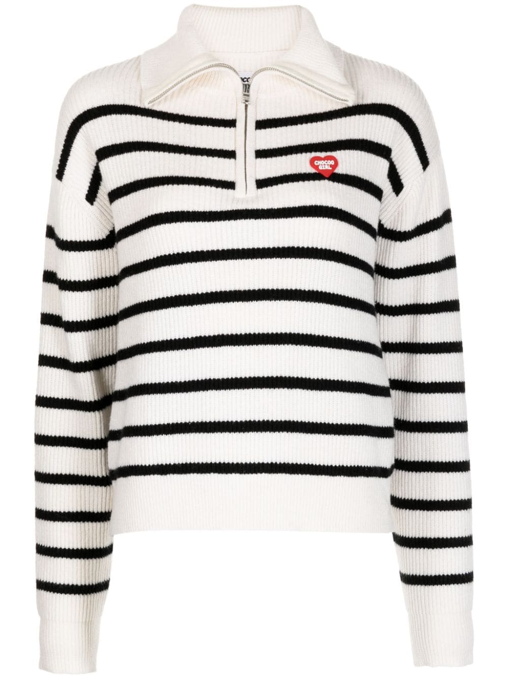 CHOCOOLATE logo-patch striped sweatshirt - White von CHOCOOLATE