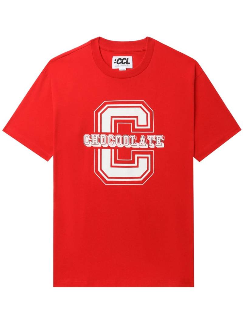 CHOCOOLATE logo-print cotton T-shirt - Red von CHOCOOLATE