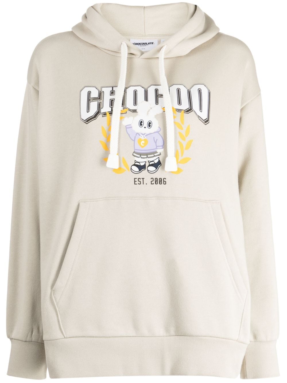 CHOCOOLATE logo-print cotton blend hoodie - Neutrals von CHOCOOLATE