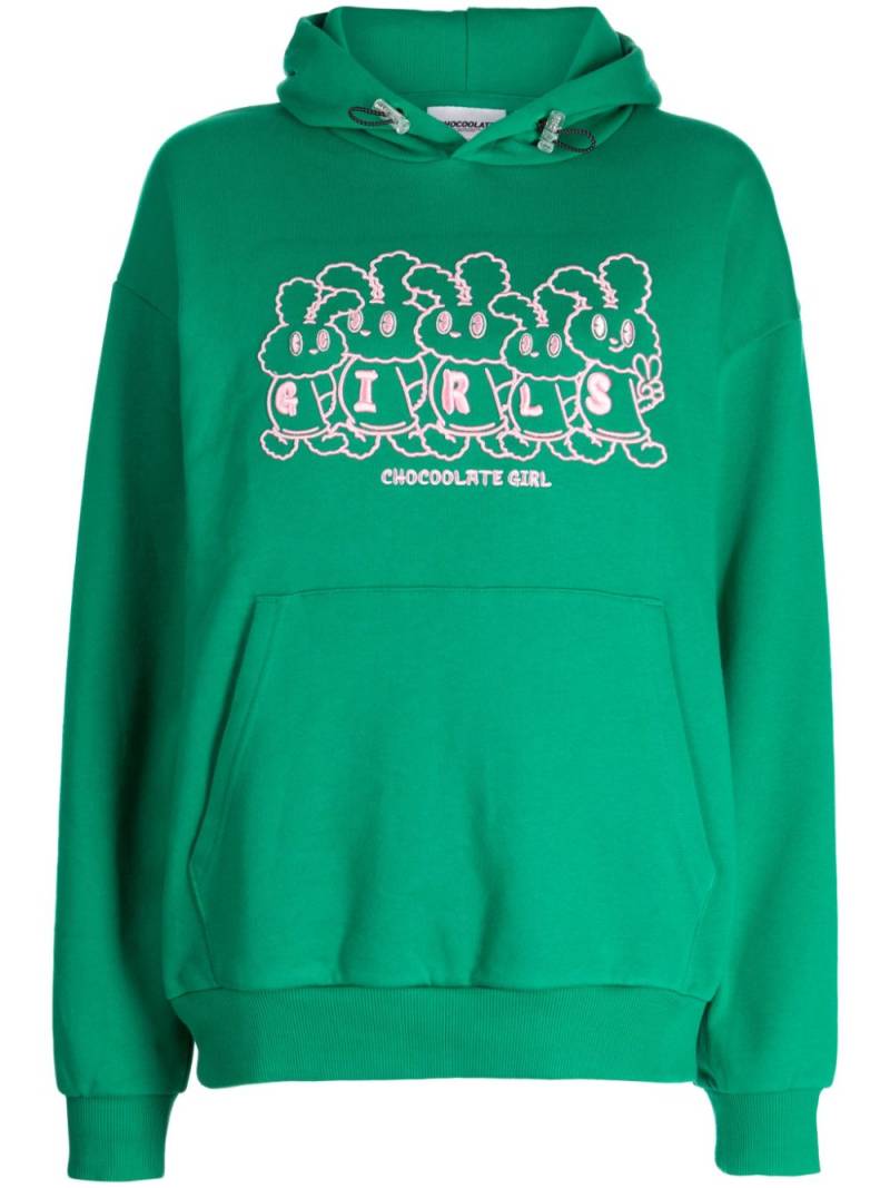 CHOCOOLATE logo-print cotton hoodie - Green von CHOCOOLATE