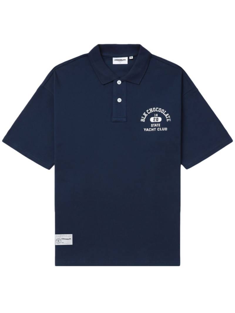 CHOCOOLATE logo-print cotton polo shirt - Blue von CHOCOOLATE