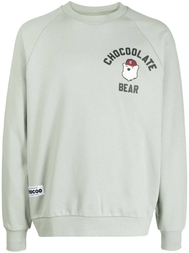 CHOCOOLATE logo-print cotton sweatshirt - Green von CHOCOOLATE