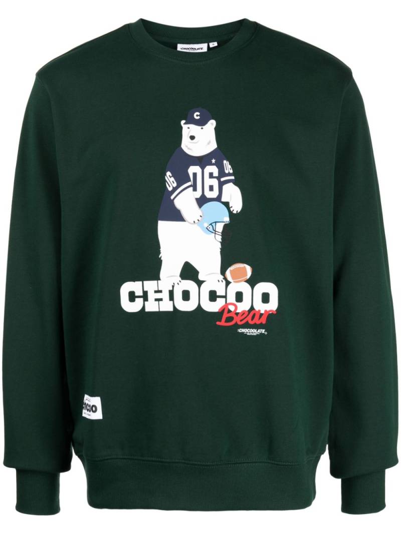 CHOCOOLATE logo-print cotton sweatshirt - Green von CHOCOOLATE