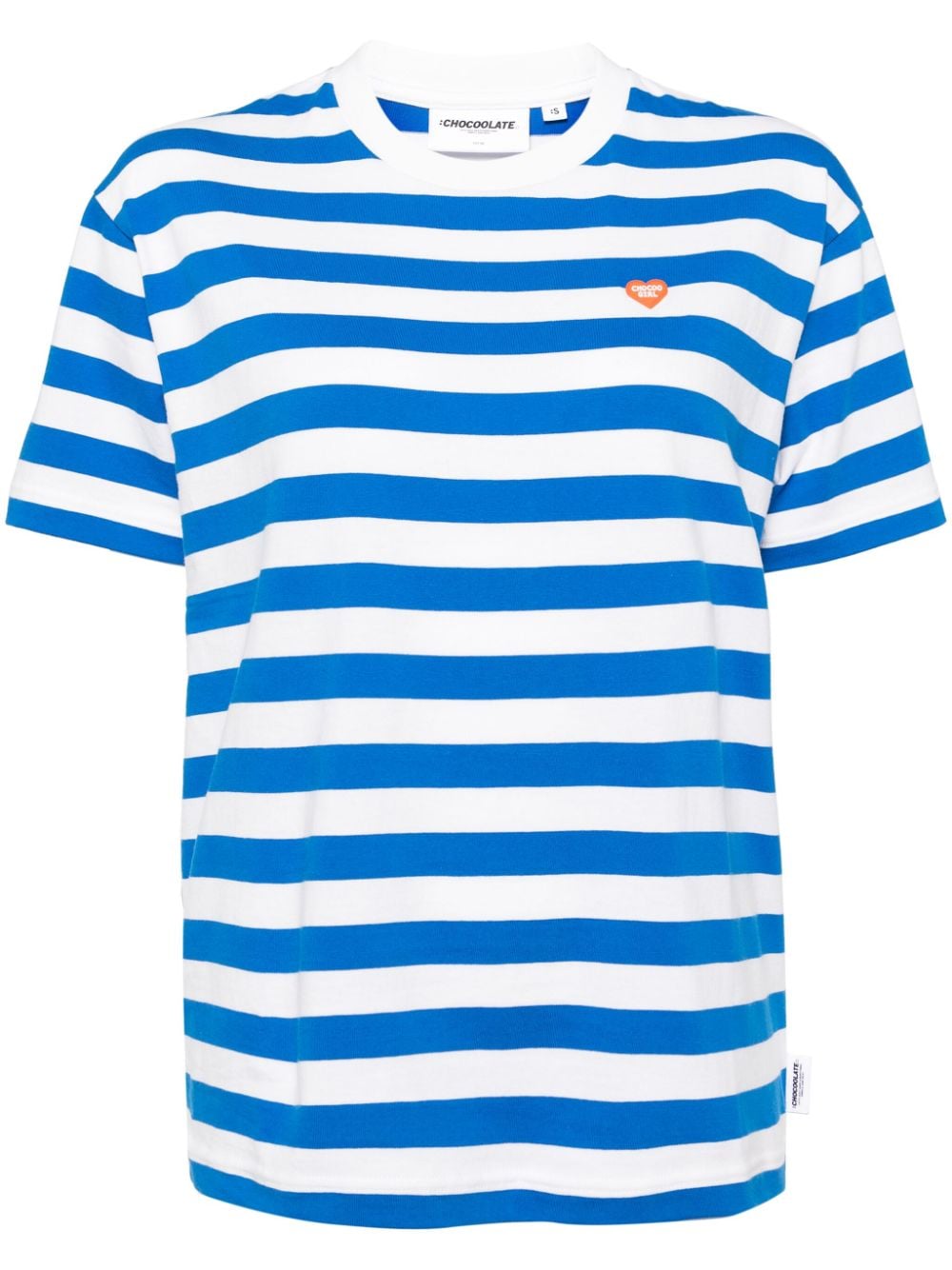 CHOCOOLATE logo-print striped cotton T-shirt - Blue von CHOCOOLATE
