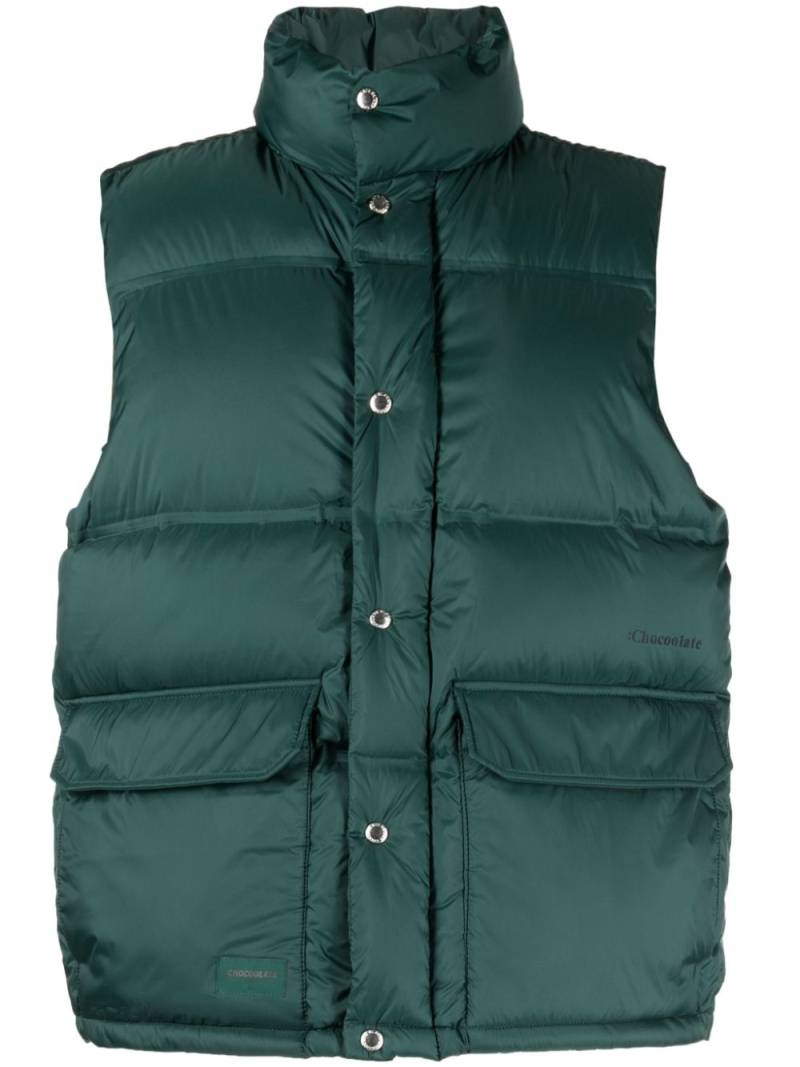 CHOCOOLATE padded zip-up gilet - Green von CHOCOOLATE