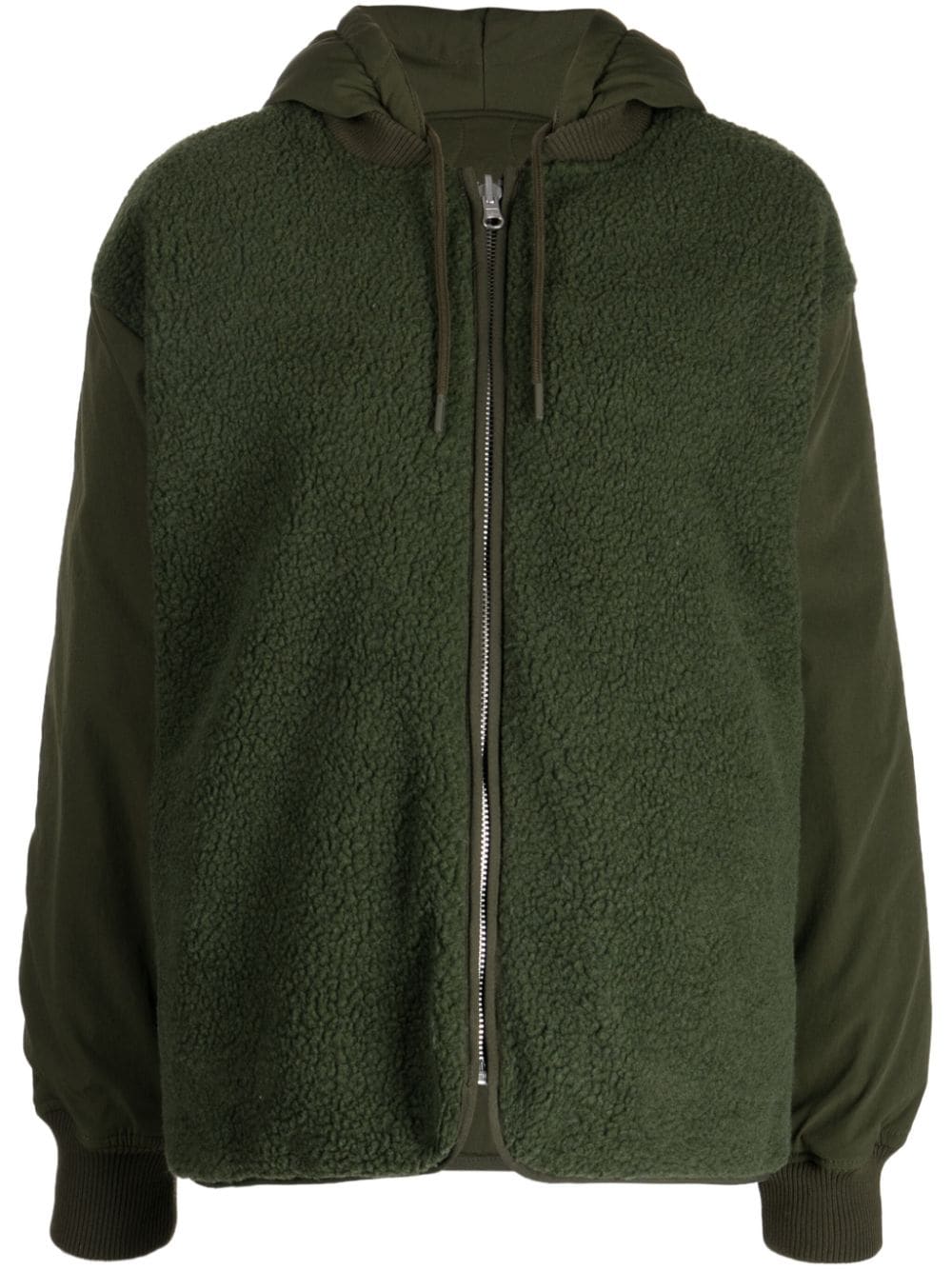CHOCOOLATE panelled drawstring fleece hoodie - Green von CHOCOOLATE
