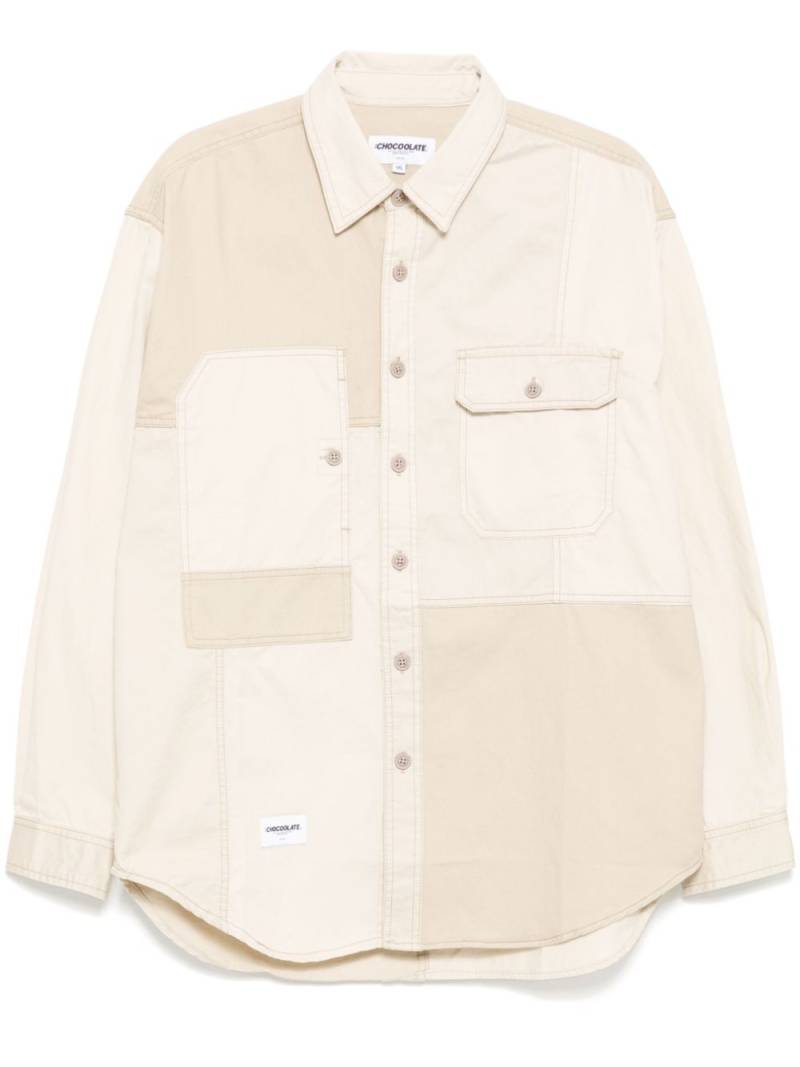 CHOCOOLATE patchwork cotton shirt - Neutrals von CHOCOOLATE