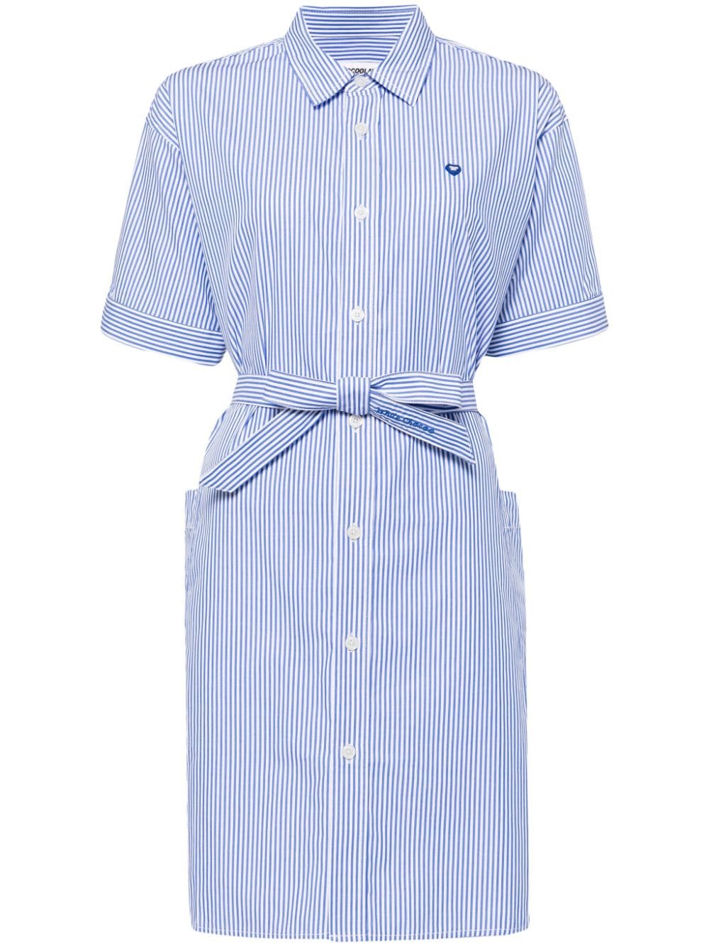 CHOCOOLATE pinstripe poplin shirt dress - White von CHOCOOLATE