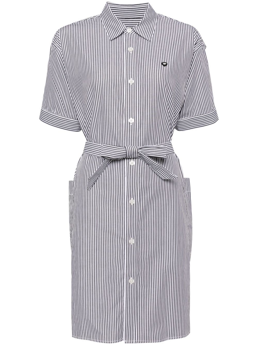 CHOCOOLATE pinstripe poplin shirt dress - White von CHOCOOLATE