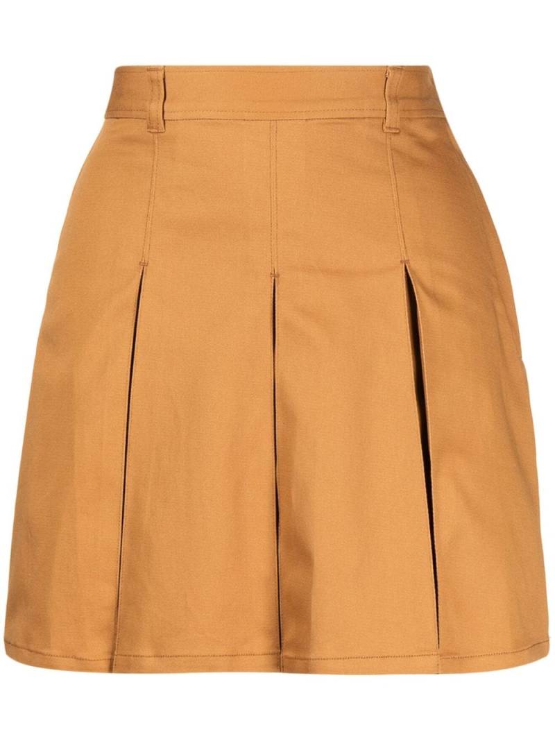 CHOCOOLATE pleated stretch-cotton mini skirt - Brown von CHOCOOLATE