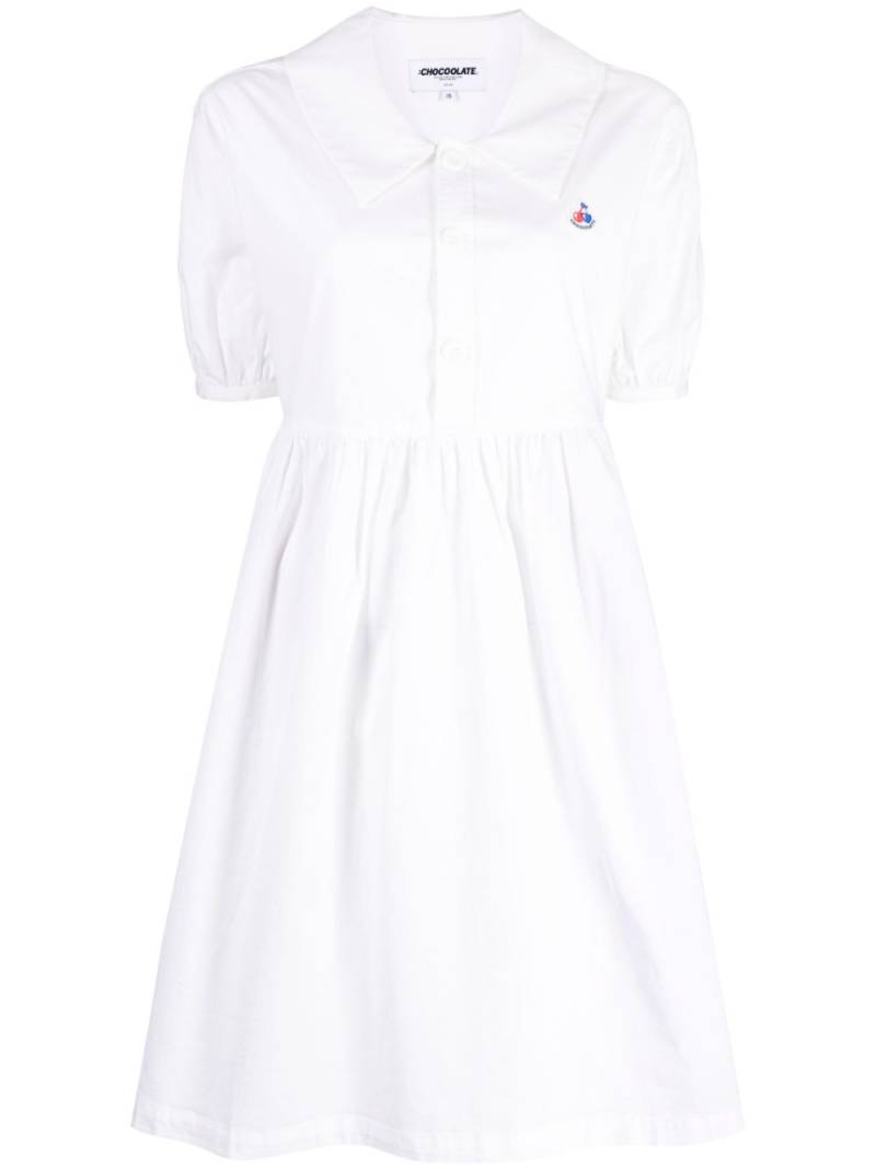 CHOCOOLATE puff-sleeve polo dress - White von CHOCOOLATE