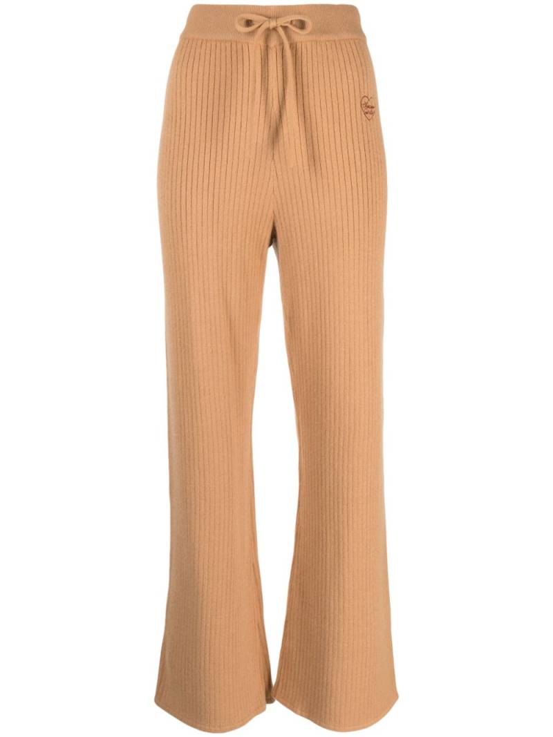 CHOCOOLATE logo-embroidered ribbed trousers - Brown von CHOCOOLATE