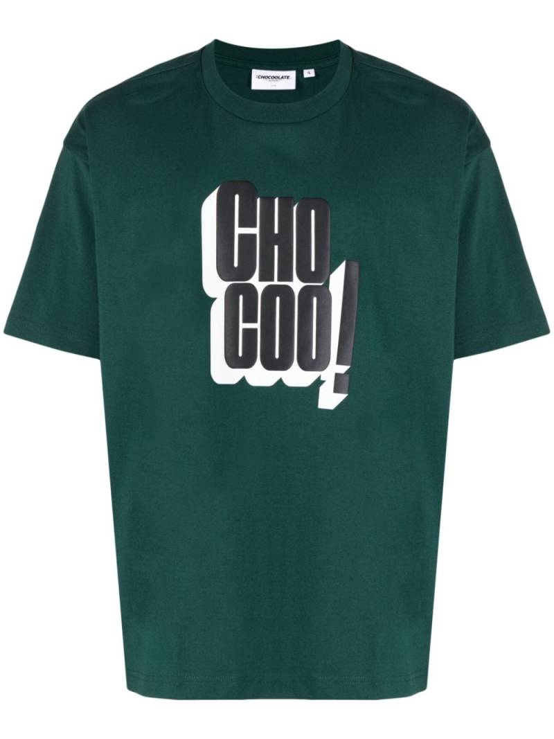 CHOCOOLATE slogan-print cotton T-shirt - Green von CHOCOOLATE