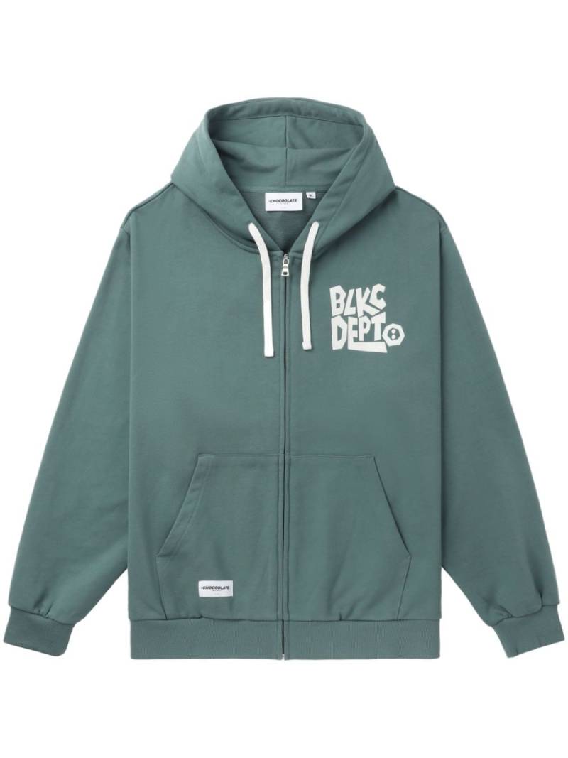 CHOCOOLATE slogan-print cotton hoodie - Green von CHOCOOLATE