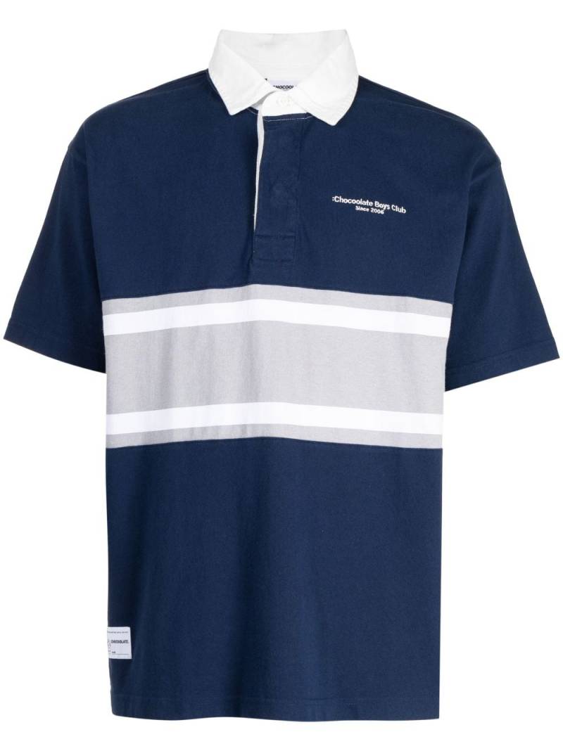 CHOCOOLATE stripe-detail polo shirt - Blue von CHOCOOLATE