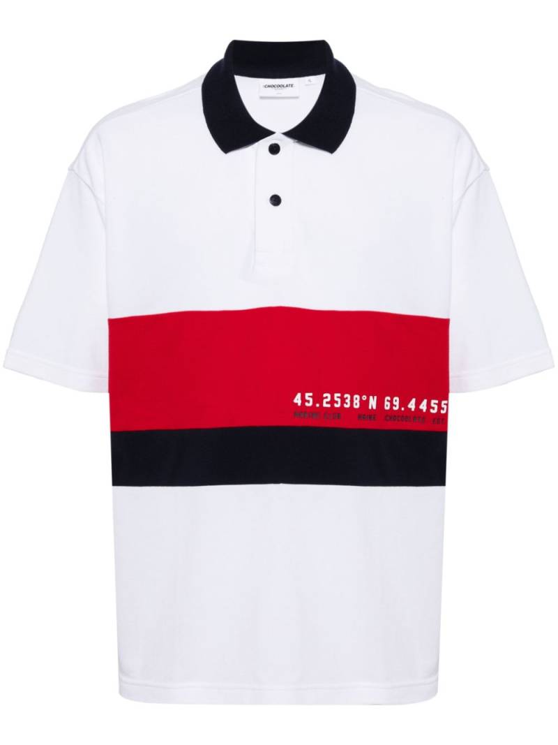 CHOCOOLATE stripe-panel polo shirt - White von CHOCOOLATE