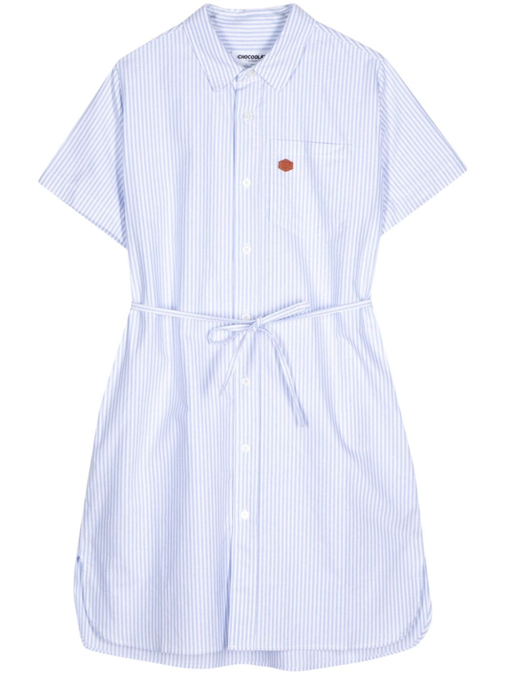 CHOCOOLATE striped cotton shirtdress - White von CHOCOOLATE