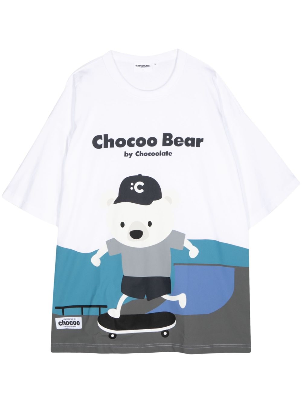 CHOCOOLATE teddy bear-print cotton T-shirt - White von CHOCOOLATE