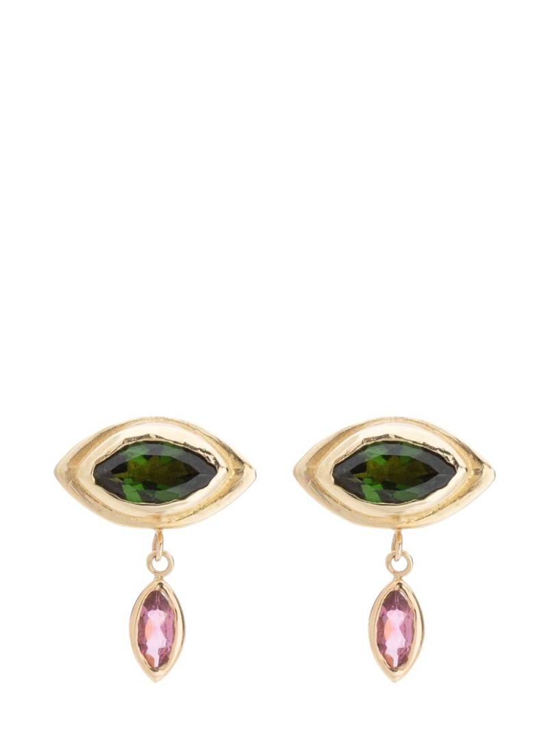 CHRISTINA MAGDOLNA 14kt yellow gold Eye tourmaline stud earrings - Green von CHRISTINA MAGDOLNA