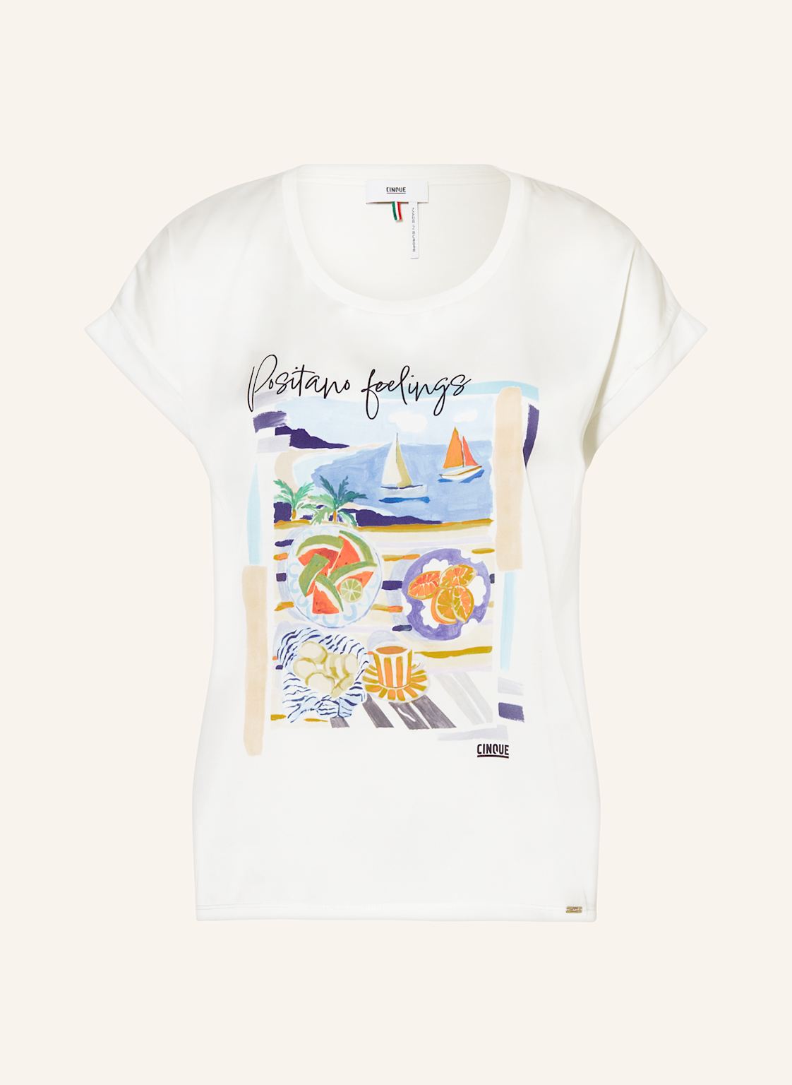 Cinque T-Shirt Ciposano Im Materialmix weiss Cinque T-Shirt Ciposano Im Materialmix weiss von CINQUE