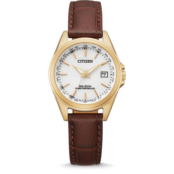 _CITIZEN Damen-Funkuhr, Eco-Drive Solar Edelstahl vergoldet _CITIZEN Damen-Funkuhr, Eco-Drive Solar Edelstahl vergoldet von CITIZEN