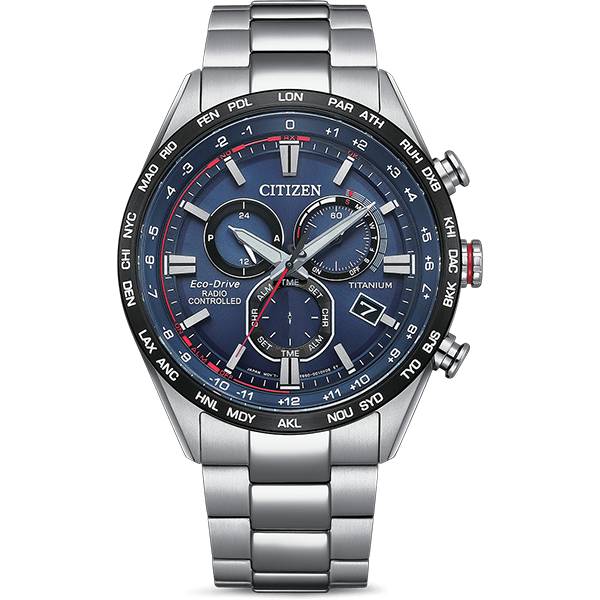 CITIZEN Elegant Weltzeit Eco Drive Solar Funkuhr, Titan blau von CITIZEN