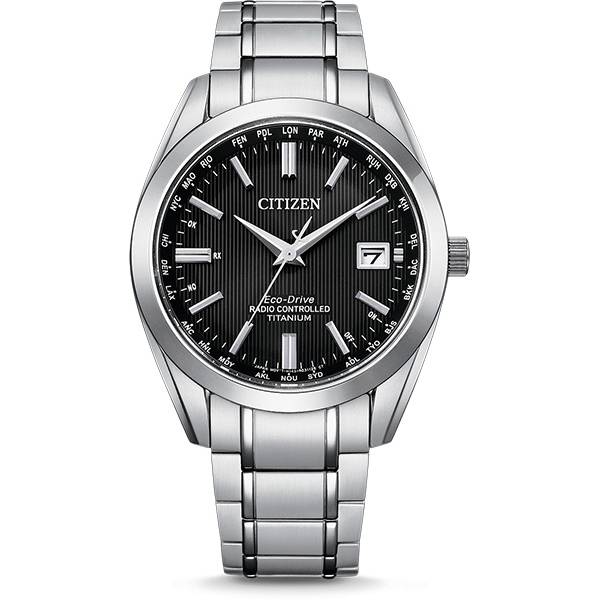 CITIZEN Global Weltzeit, Eco Drive Solar Funkuhr, Titanband von CITIZEN