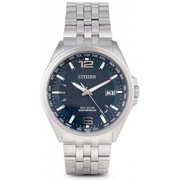 CITIZEN Global Weltzeit Eco Drive Solar Funkuhr, Stahl blau von CITIZEN