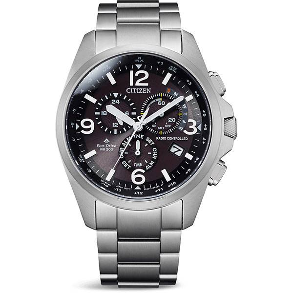 CITIZEN Promaster Pilot Chrono, Funkuhr, Eco-Drive Solar, Edelstahl von CITIZEN