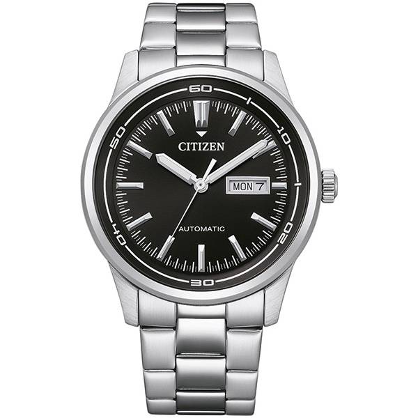 CITIZEN Retro Automatik Uhr Day Date 42, Stahl schwarz von CITIZEN