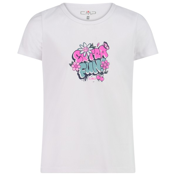 CMP - Girl's T-Shirt Piquet Print - Funktionsshirt Gr 140 weiß von CMP