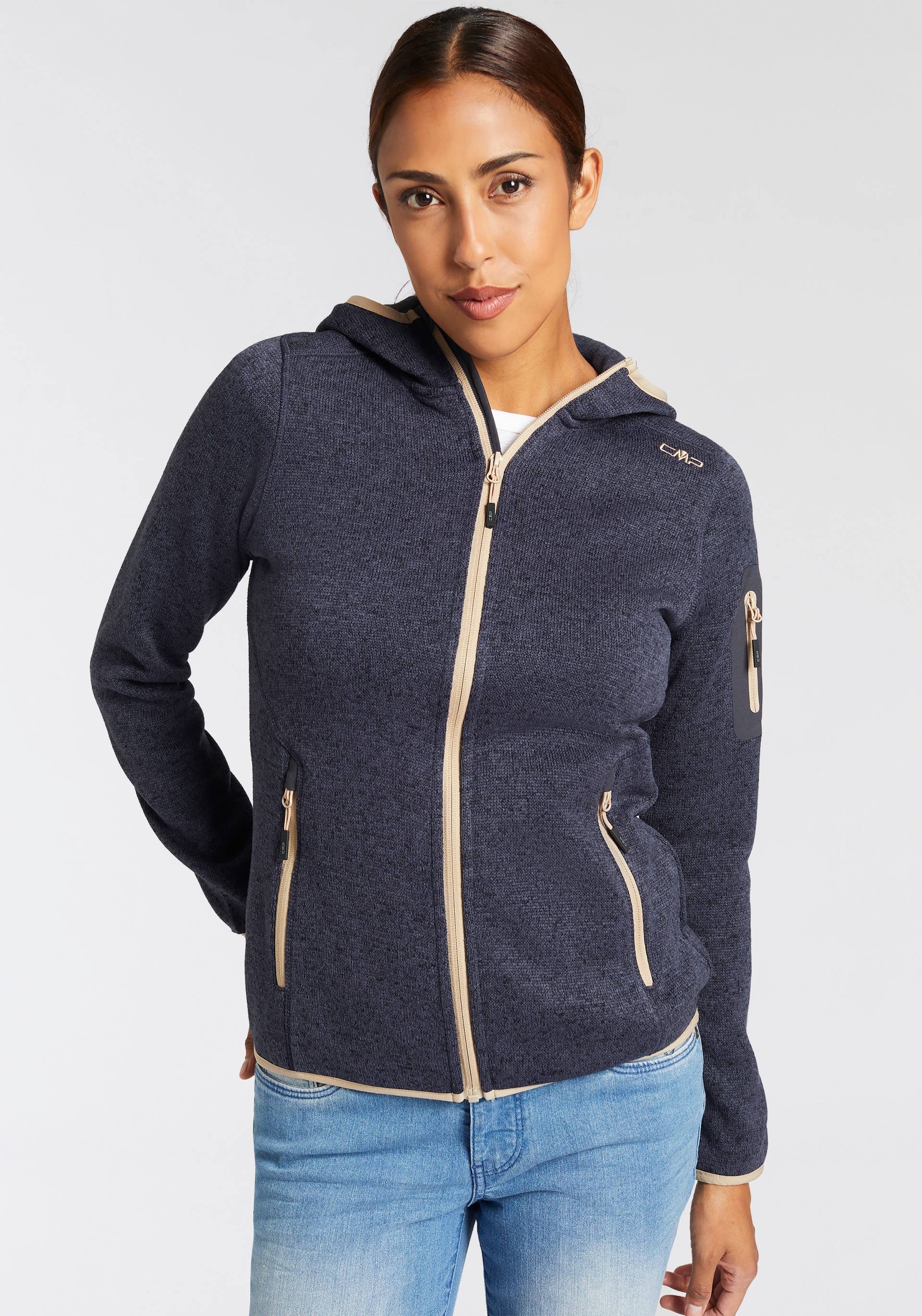 CMP Strickfleecejacke »KNITTED MELANGE HOODY WOMAN HOODY«, (1 St.), mit Kapuze, Wärmend und von CMP